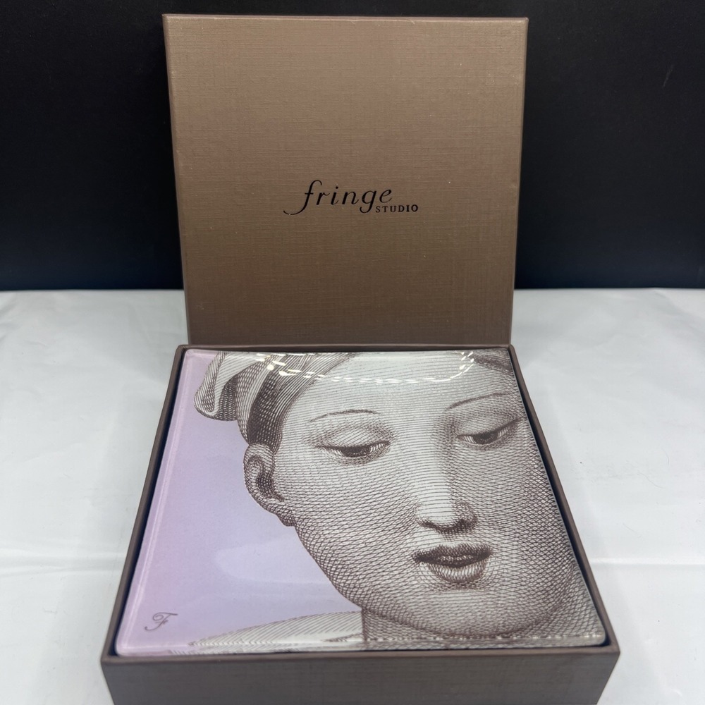Fringe Studio Antica Girl Square Glass Trinket Tray Decorative Dish Boxed